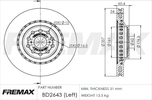 FREMAX BD-2643 - Bremžu diski ps1.lv