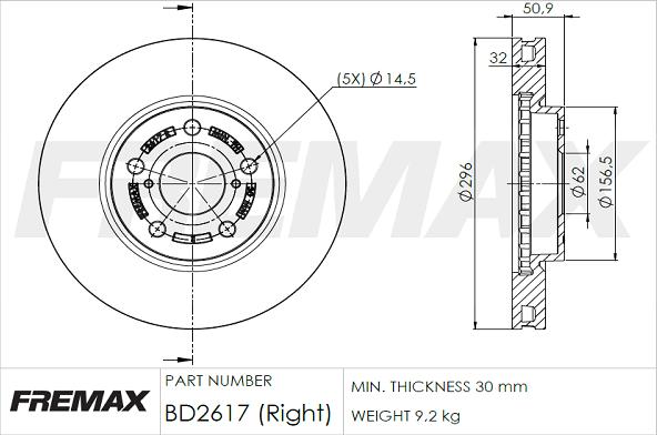 FREMAX BD-2617 - Bremžu diski ps1.lv