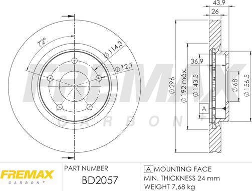 FREMAX BD-2057 - Bremžu diski ps1.lv