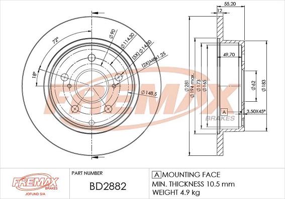 FREMAX BD-2882 - Bremžu diski ps1.lv