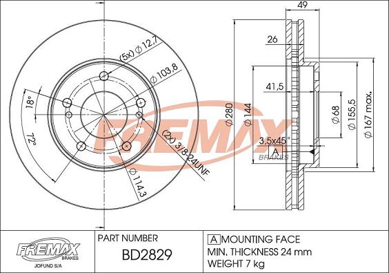 FREMAX BD-2829 - Bremžu diski ps1.lv