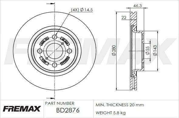 FREMAX BD-2876 - Bremžu diski ps1.lv