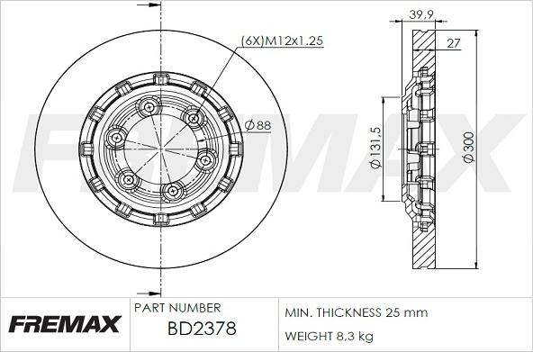 FREMAX BD-2378 - Bremžu diski ps1.lv