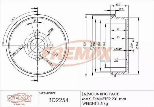 FREMAX BD-2254 - Bremžu trumulis ps1.lv