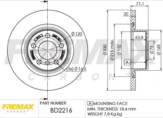 FREMAX BD-2216 - Bremžu diski ps1.lv