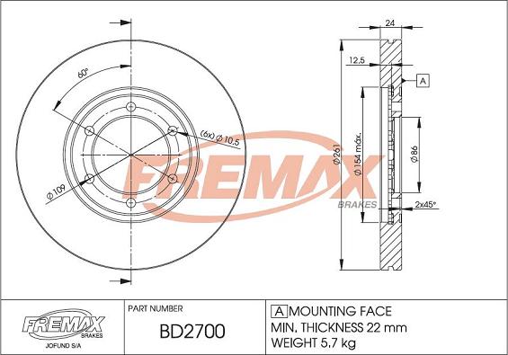 FREMAX BD-2700 - Bremžu diski ps1.lv