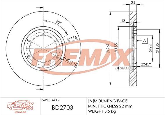 FREMAX BD-2703 - Bremžu diski ps1.lv