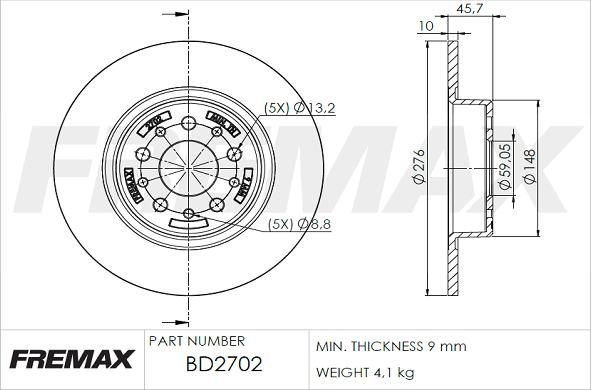 FREMAX BD-2702 - Bremžu diski ps1.lv