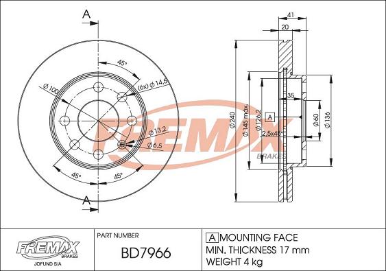 FREMAX BD-7966 - Bremžu diski ps1.lv