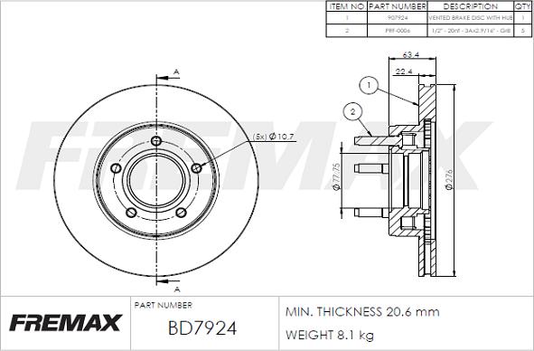 FREMAX BD-7924 - Bremžu diski ps1.lv