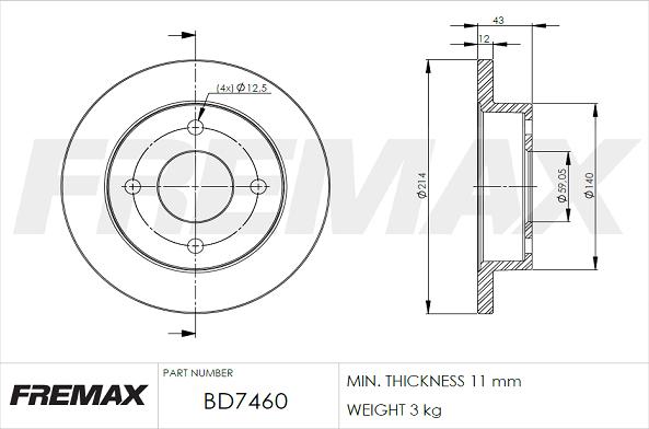 FREMAX BD-7460 - Bremžu diski ps1.lv