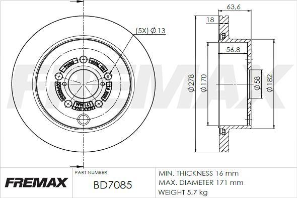 FREMAX BD-7085 - Bremžu diski ps1.lv