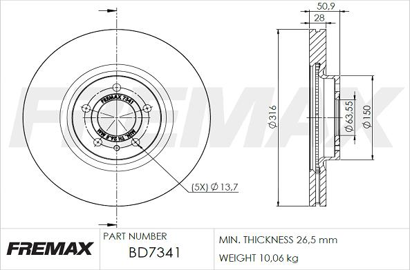 FREMAX BD-7341 - Bremžu diski ps1.lv