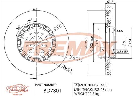 FREMAX BD-7301 - Bremžu diski ps1.lv