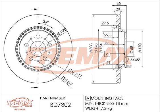 FREMAX BD-7302 - Bremžu diski ps1.lv