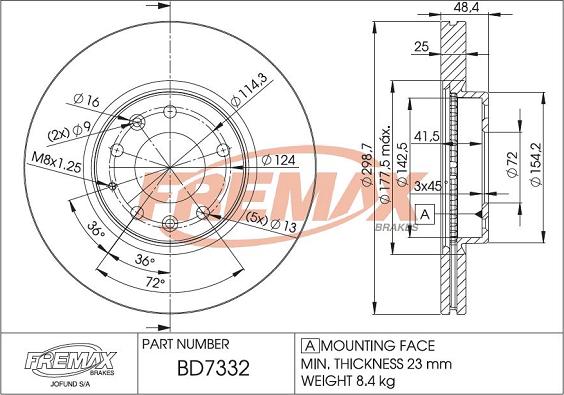 FREMAX BD-7332 - Bremžu diski ps1.lv