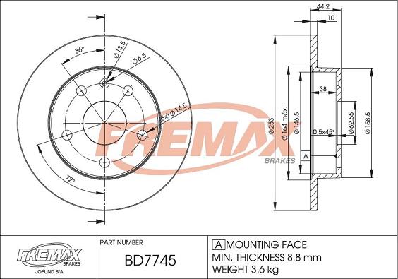 FREMAX BD-7745 - Bremžu diski ps1.lv