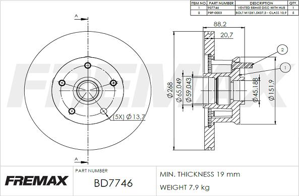 FREMAX BD-7746 - Bremžu diski ps1.lv