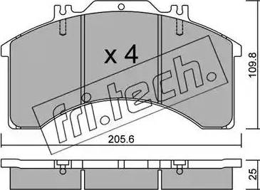 Fri.Tech. 596.0 - Bremžu uzliku kompl., Disku bremzes ps1.lv