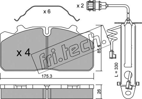 Fri.Tech. 598.3W - Bremžu uzliku kompl., Disku bremzes ps1.lv