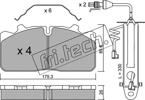 Fri.Tech. 598.2W - Bremžu uzliku kompl., Disku bremzes ps1.lv