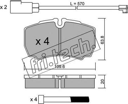 Fri.Tech. 620.2W - Bremžu uzliku kompl., Disku bremzes ps1.lv