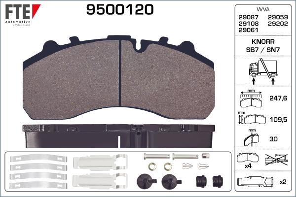 FTE 9500120 - Bremžu uzliku kompl., Disku bremzes ps1.lv