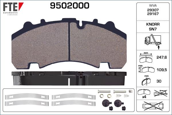 FTE 9502000 - Bremžu uzliku kompl., Disku bremzes ps1.lv