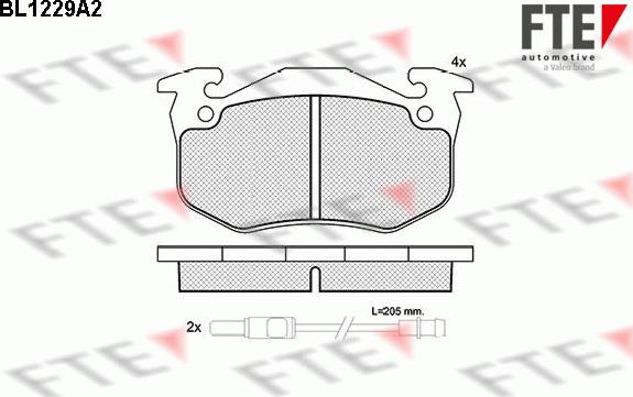 FTE BL1229A2 - Bremžu uzliku kompl., Disku bremzes ps1.lv