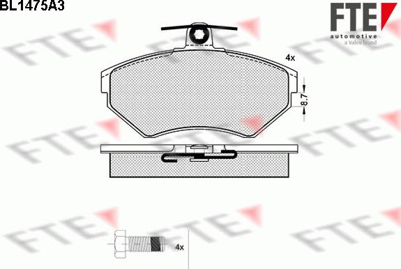 FTE BL1475A3 - Bremžu uzliku kompl., Disku bremzes ps1.lv