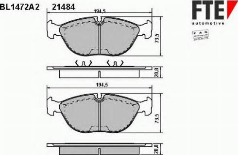 FTE BL1472A2 - Bremžu uzliku kompl., Disku bremzes ps1.lv