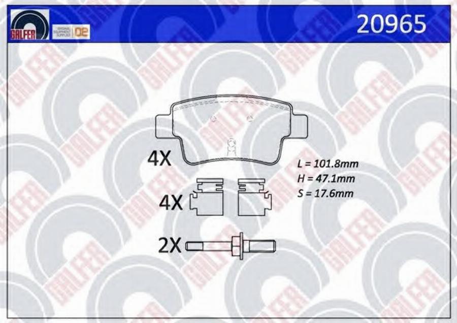 Galfer 20965 - Bremžu uzliku kompl., Disku bremzes ps1.lv