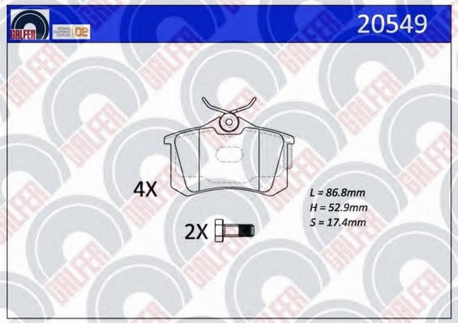 Galfer 20549 - Bremžu uzliku kompl., Disku bremzes ps1.lv