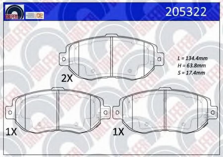 Galfer 205322 - Bremžu uzliku kompl., Disku bremzes ps1.lv