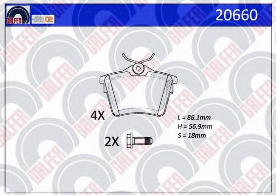 Galfer 20660 - Bremžu uzliku kompl., Disku bremzes ps1.lv