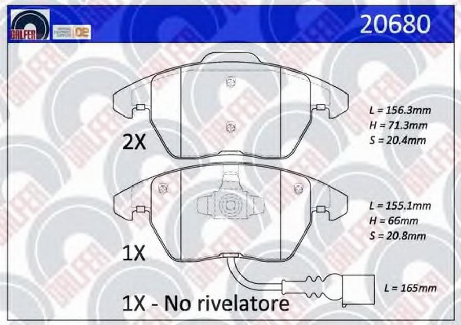 Galfer 20680 - Bremžu uzliku kompl., Disku bremzes ps1.lv