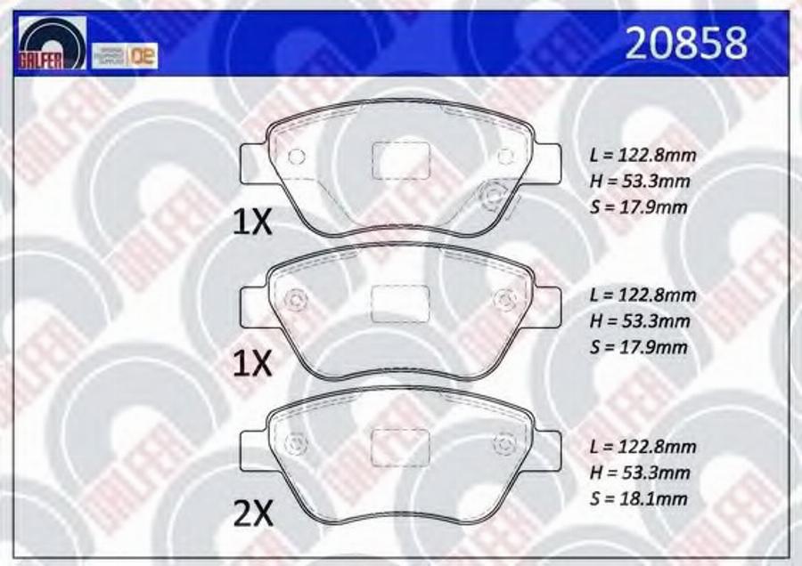 Galfer 20858 - Bremžu uzliku kompl., Disku bremzes ps1.lv