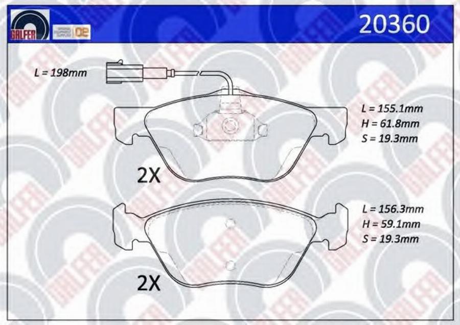 Galfer 20360 - Bremžu uzliku kompl., Disku bremzes ps1.lv