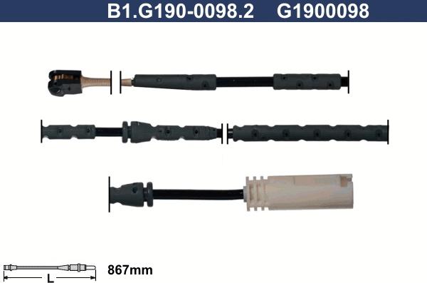 Galfer B1.G190-0098.2 - Indikators, Bremžu uzliku nodilums ps1.lv