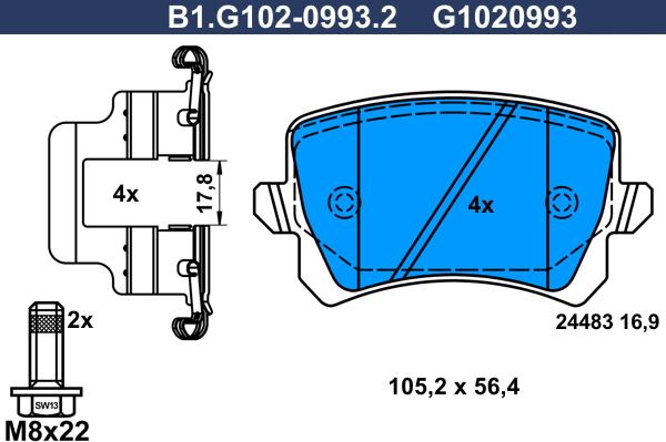 Galfer B1.G102-0993.2 - Bremžu uzliku kompl., Disku bremzes ps1.lv