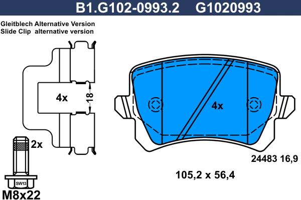 Galfer B1.G102-0993.2 - Bremžu uzliku kompl., Disku bremzes ps1.lv