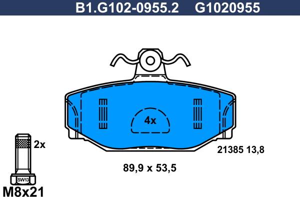 Galfer B1.G102-0955.2 - Bremžu uzliku kompl., Disku bremzes ps1.lv