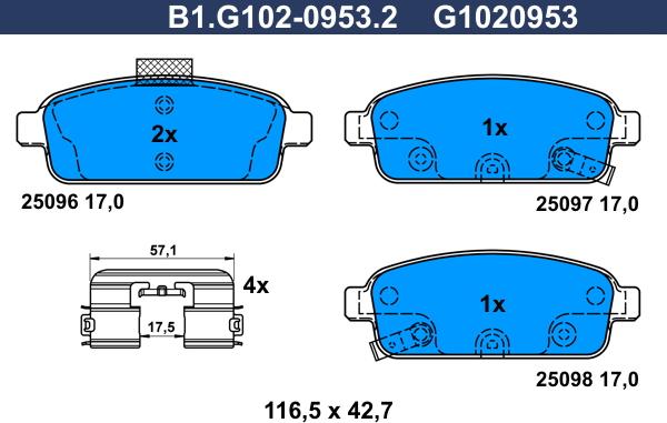 Galfer B1.G102-0953.2 - Bremžu uzliku kompl., Disku bremzes ps1.lv