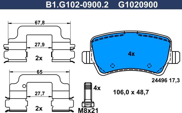 Galfer B1.G102-0900.2 - Bremžu uzliku kompl., Disku bremzes ps1.lv