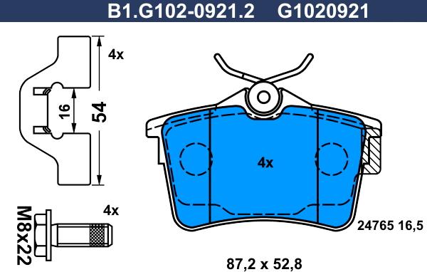 Galfer B1.G102-0921.2 - Bremžu uzliku kompl., Disku bremzes ps1.lv