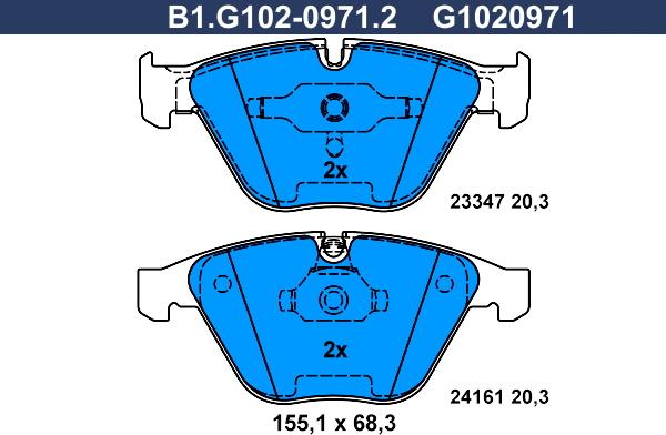 Galfer B1.G102-0971.2 - Bremžu uzliku kompl., Disku bremzes ps1.lv