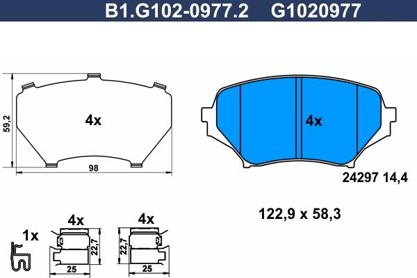 Galfer B1.G102-0977.2 - Bremžu uzliku kompl., Disku bremzes ps1.lv