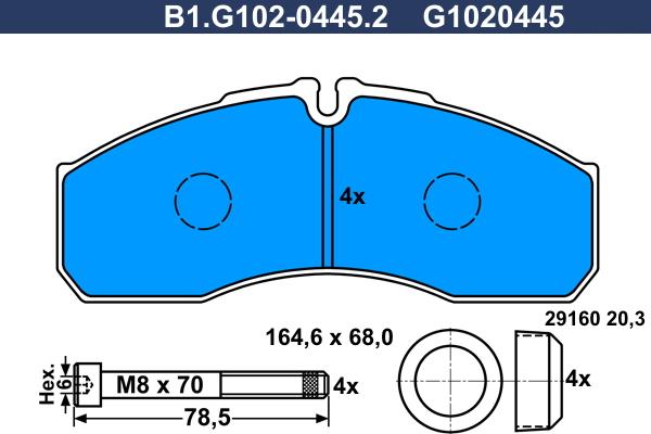 Galfer B1.G102-0445.2 - Bremžu uzliku kompl., Disku bremzes ps1.lv