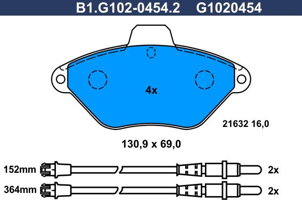 Galfer B1.G102-0454.2 - Bremžu uzliku kompl., Disku bremzes ps1.lv