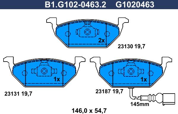 Galfer B1.G102-0463.2 - Bremžu uzliku kompl., Disku bremzes ps1.lv